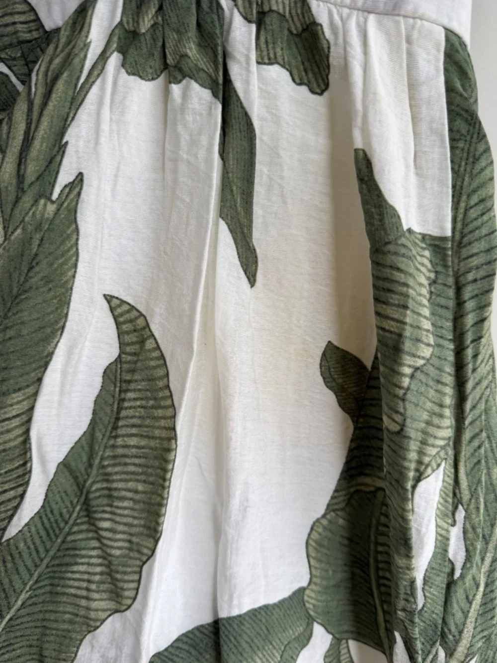 Miramar Maxi Dress Green Print L Tropical Vacation Leaves Floral PLEASE READ - Picture 9 of 16